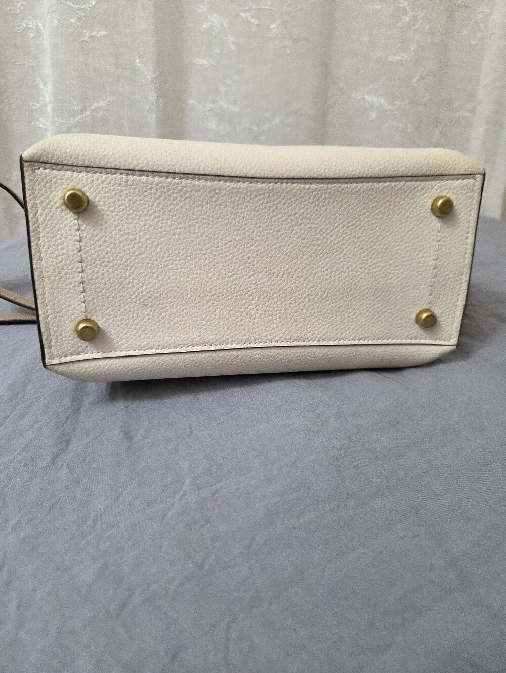 Coach Cream and Tan Leather Crossbody Tote with Gold Hardware And  Worn Twice